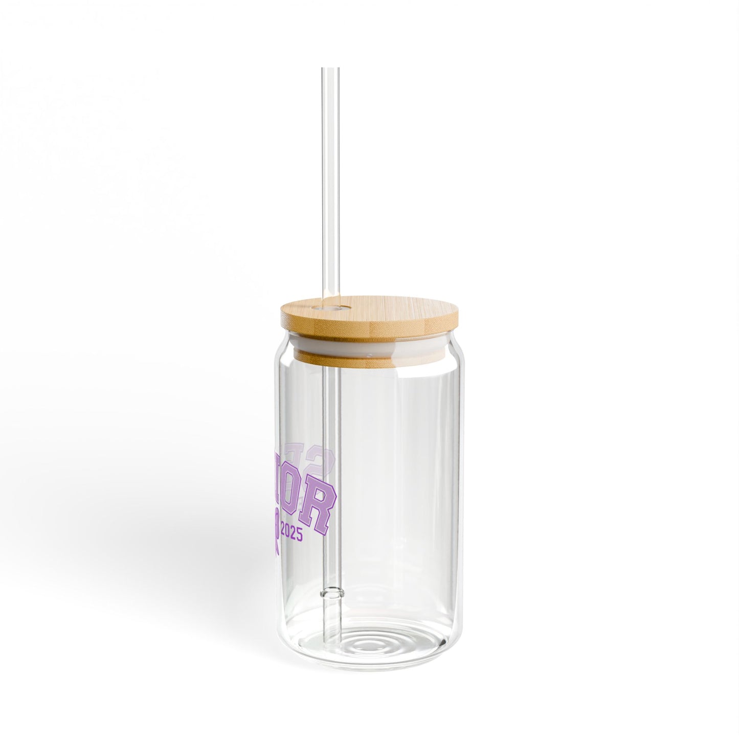 Senior Est. 2025 Sipper Glass Tumbler with Straw- Lilac- 16oz