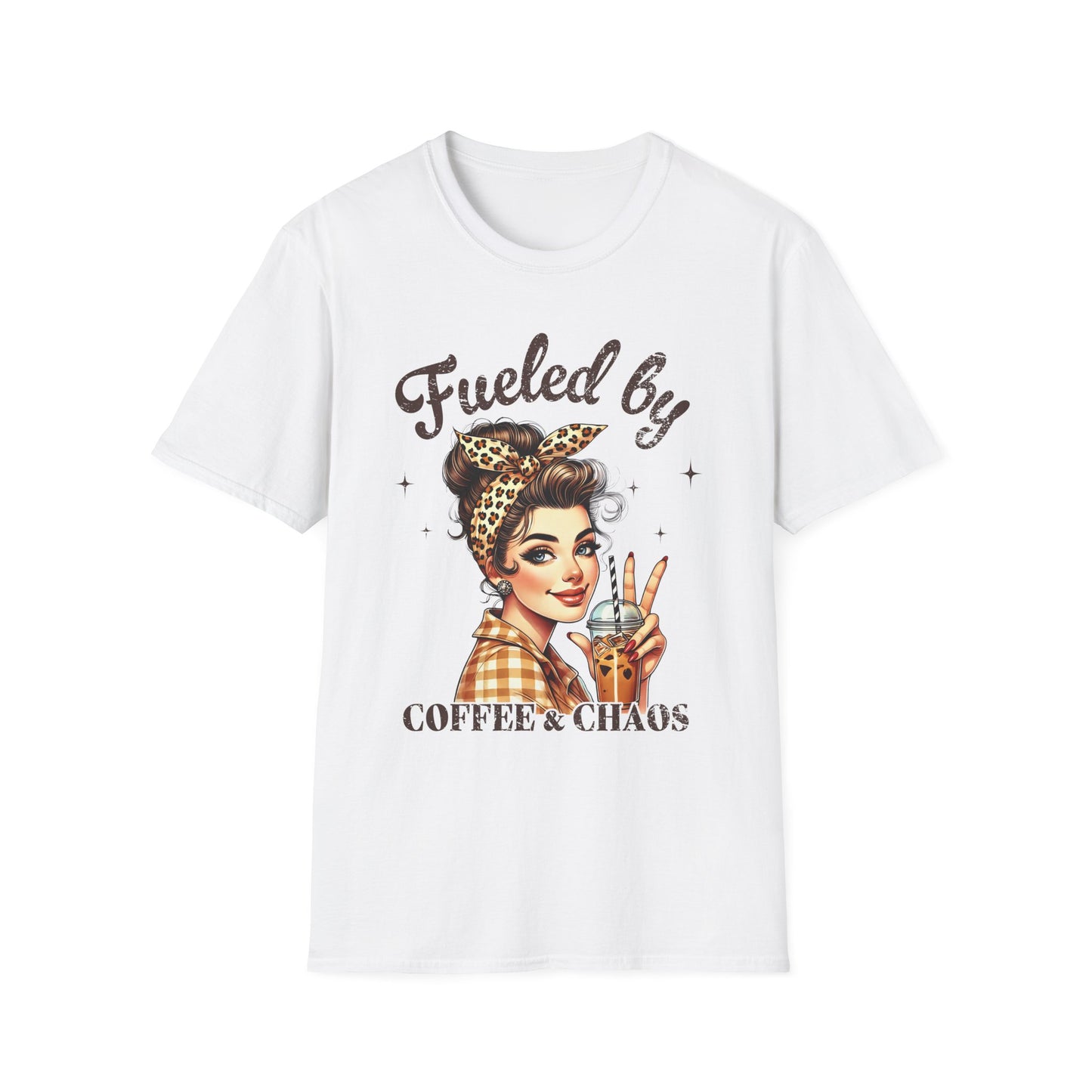 Coffee & Chaos Unisex Softstyle T-Shirt - Fun Graphic Tee for Coffee Lovers