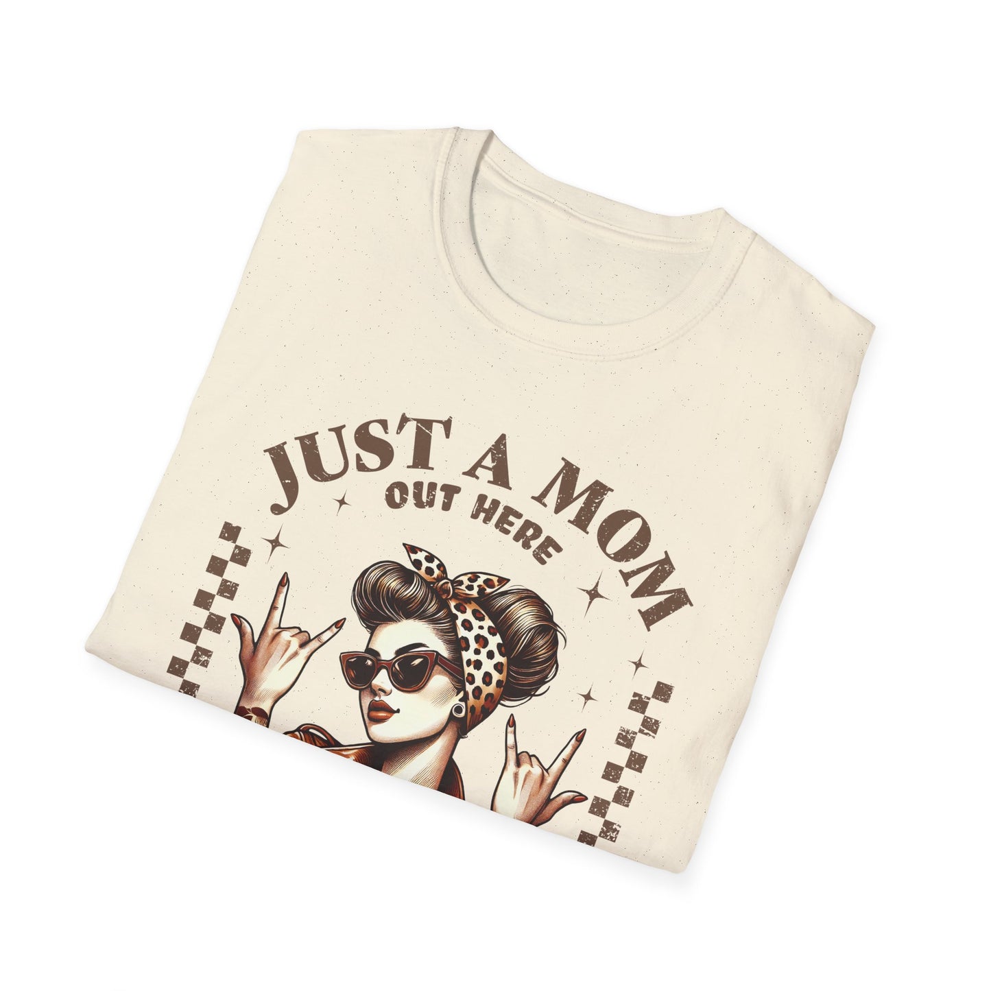 Just a Mom Trying Not to Raise Assholes Unisex Softstyle T-Shirt