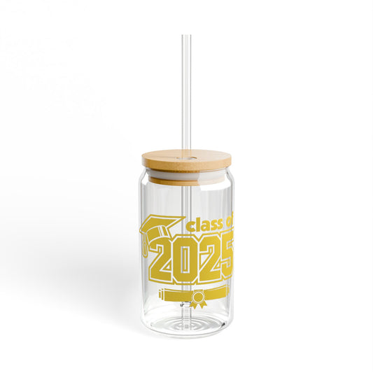 Graduation Sipper Glass 2025 with Bamboo Lid