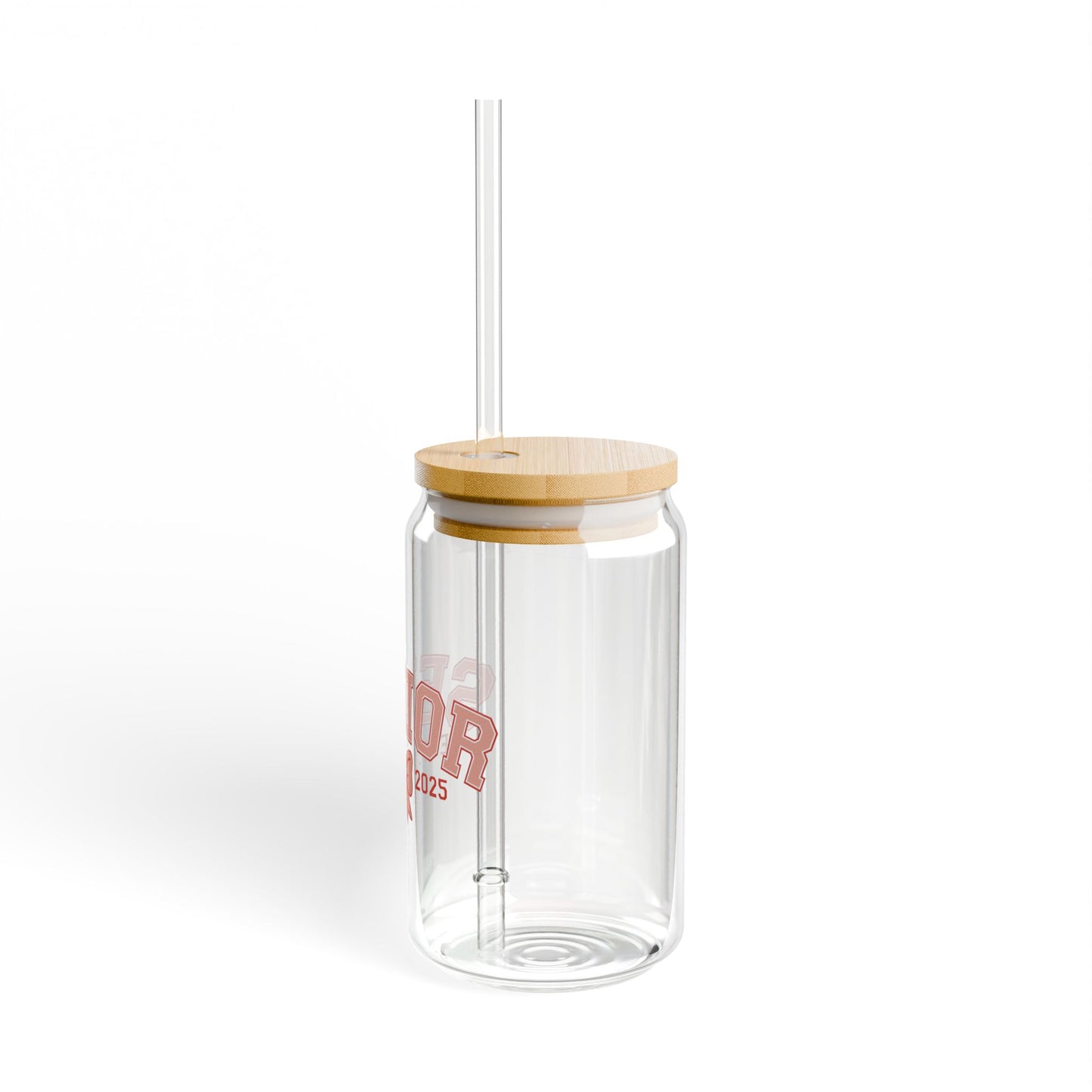 Senior Est. 2025 Sipper Glass Tumbler with Straw- Red- 16oz