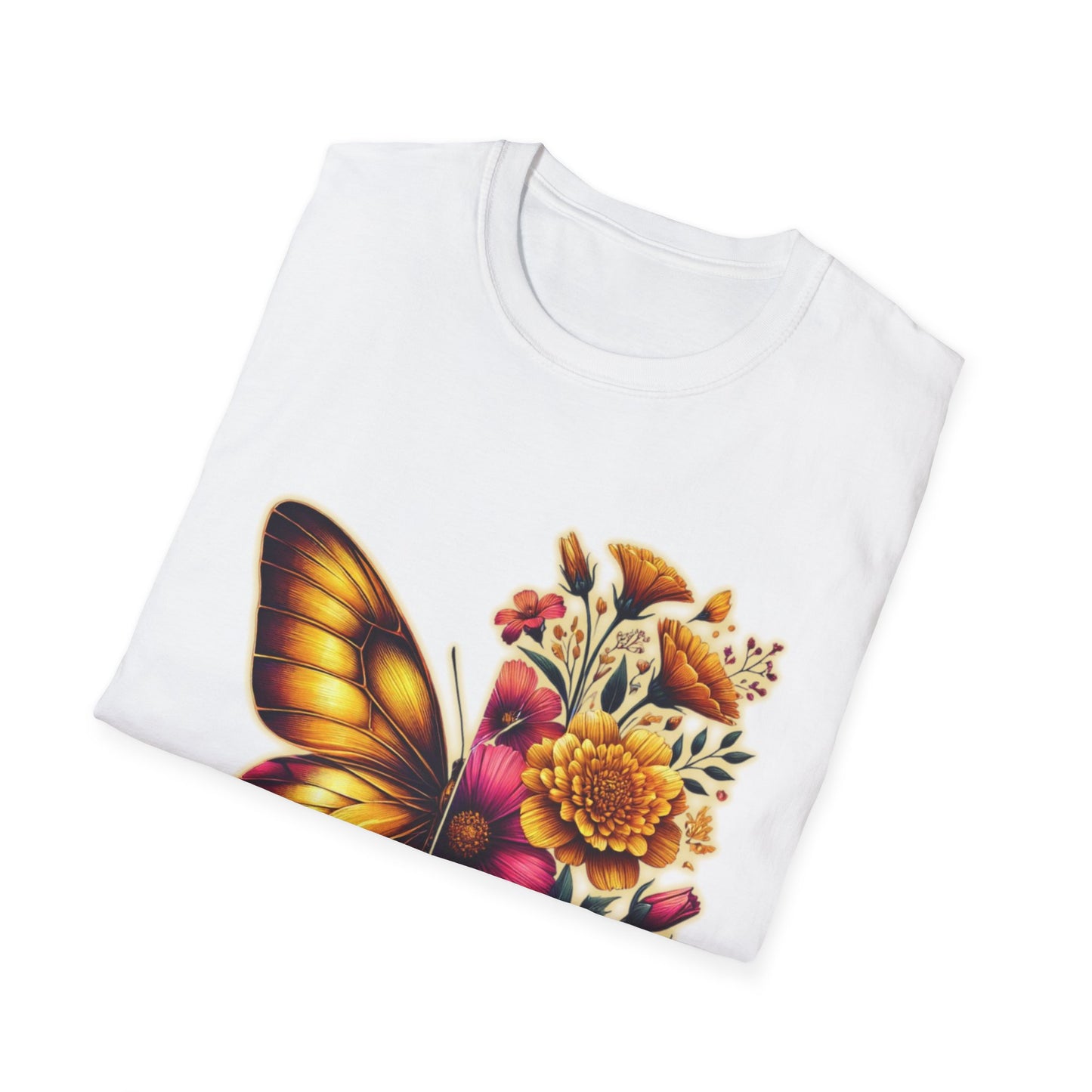 Butterfly Floral Unisex T-Shirt with Be Still Slogan