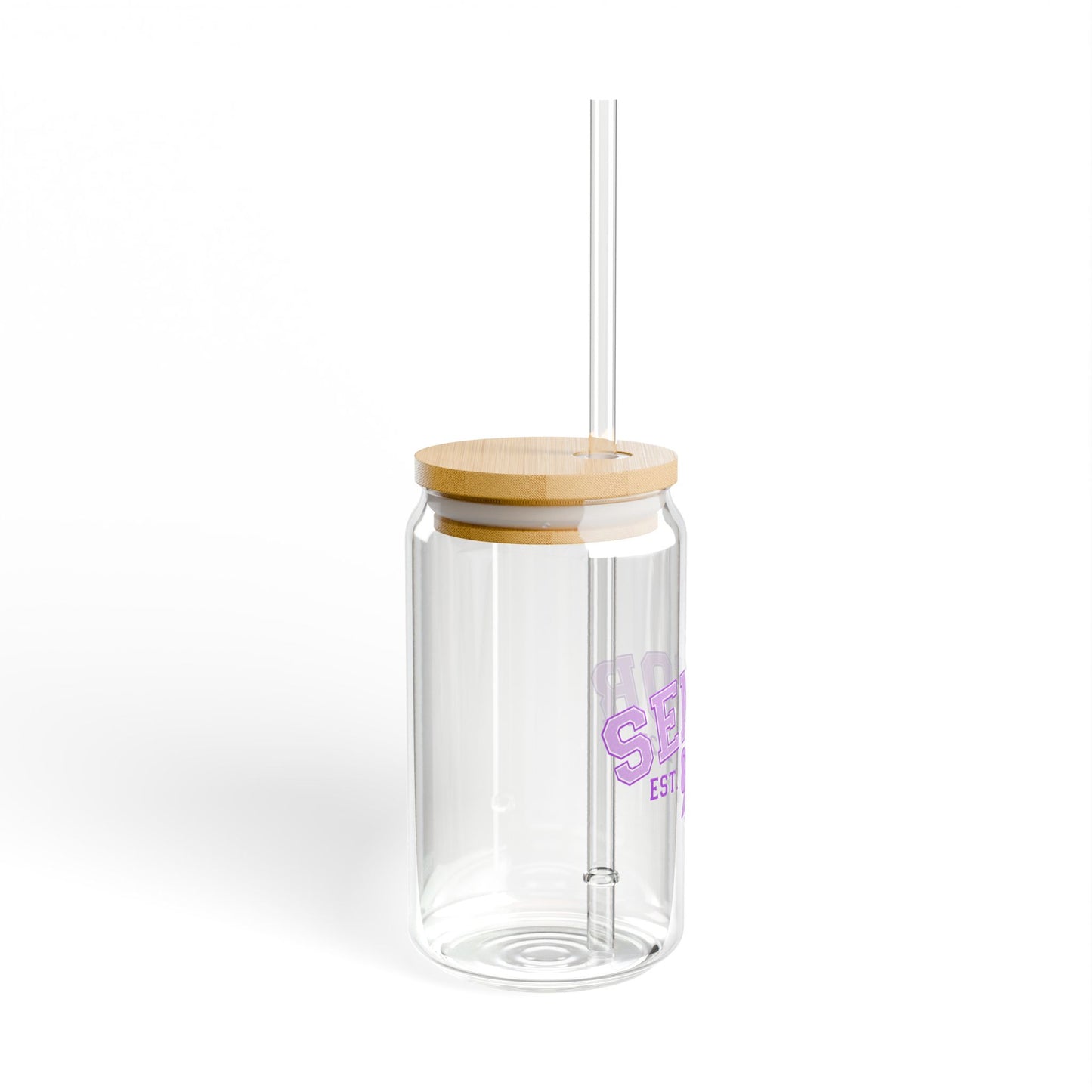 Senior Est. 2025 Sipper Glass Tumbler with Straw- Lilac- 16oz