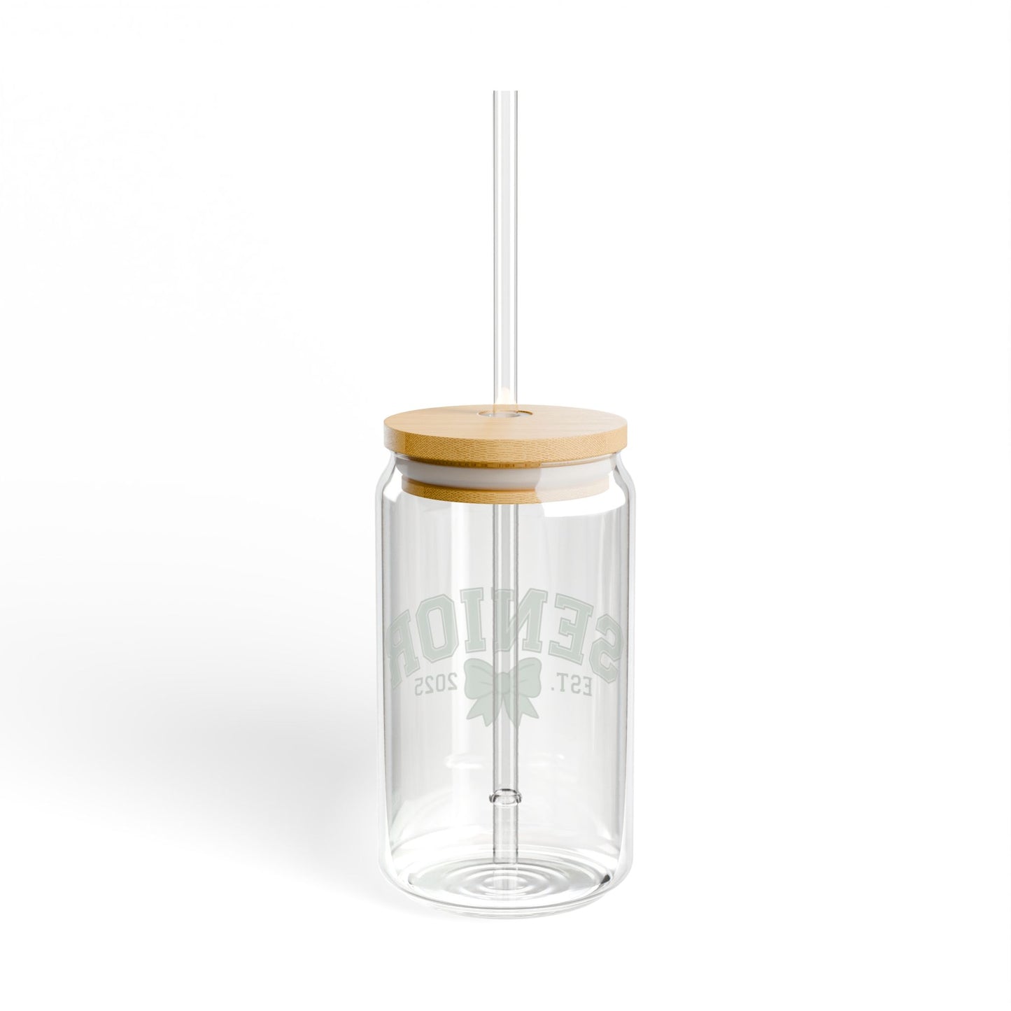 Senior Est. 2025 Sipper Glass Tumbler with Straw- Green- 16oz