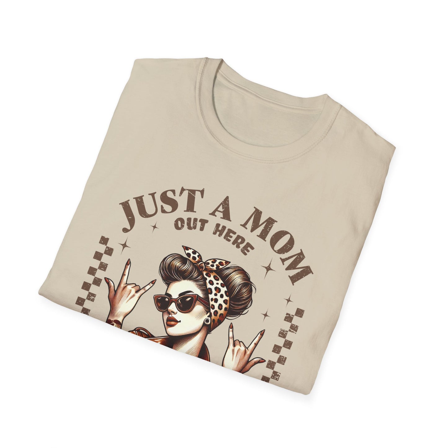 Just a Mom Trying Not to Raise Assholes Unisex Softstyle T-Shirt