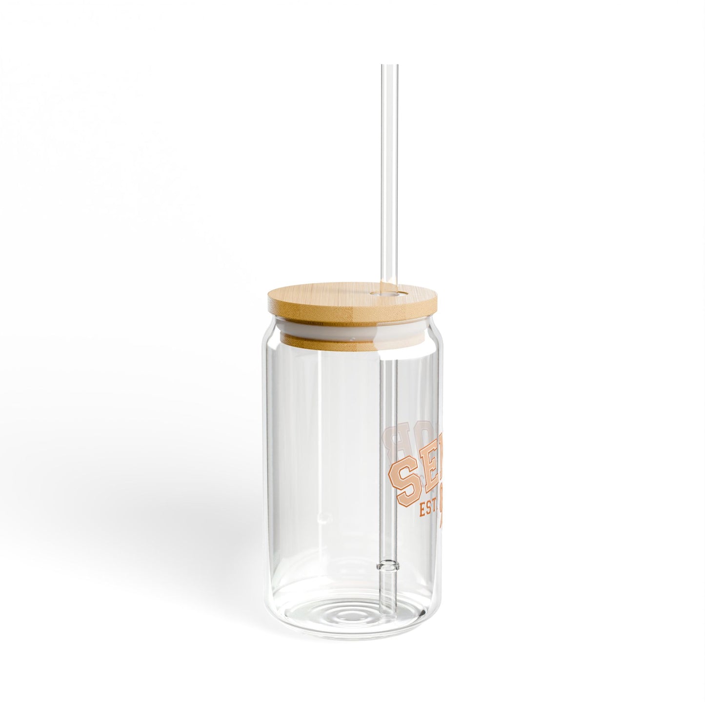 Senior Est. 2025 Sipper Glass Tumbler with Straw- Orange- 16oz