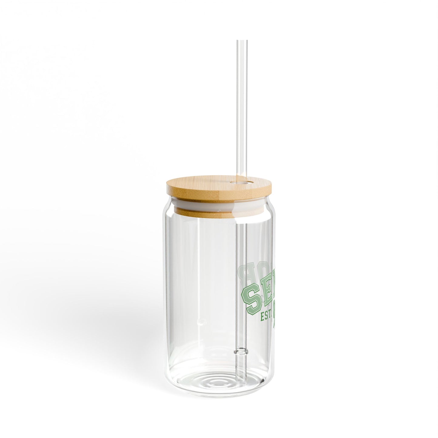 Senior Est. 2025 Sipper Glass Tumbler with Straw- Green- 16oz