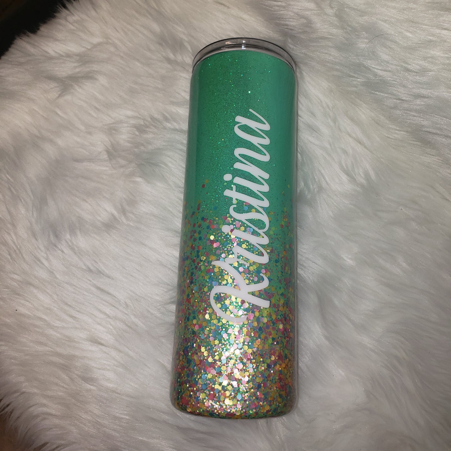 Sea foam Green Confetti Glitter Duo Tumbler & Pen Set-Customizable & Personalized