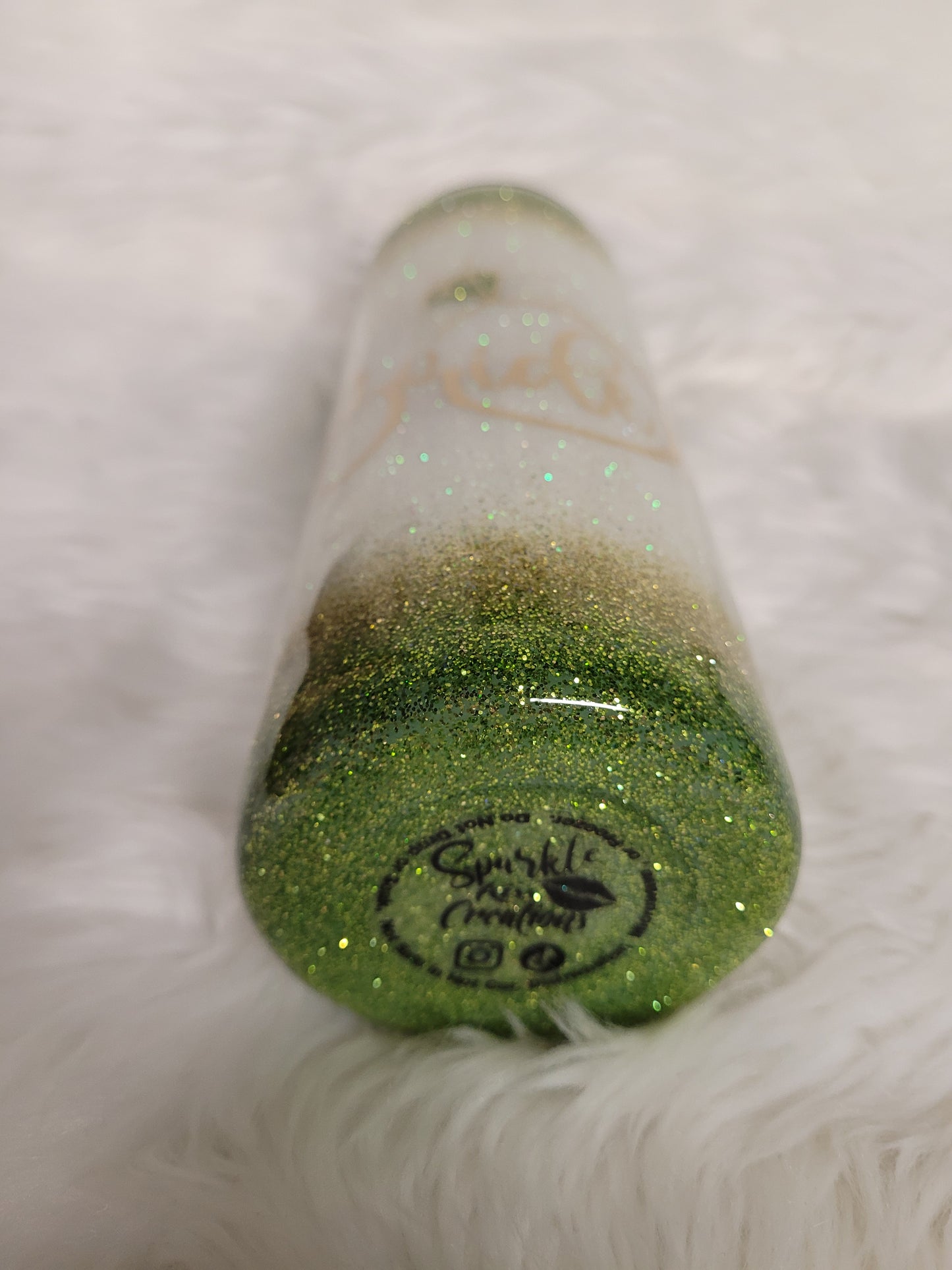 Green, Gold and White Custom Glitter Tumbler